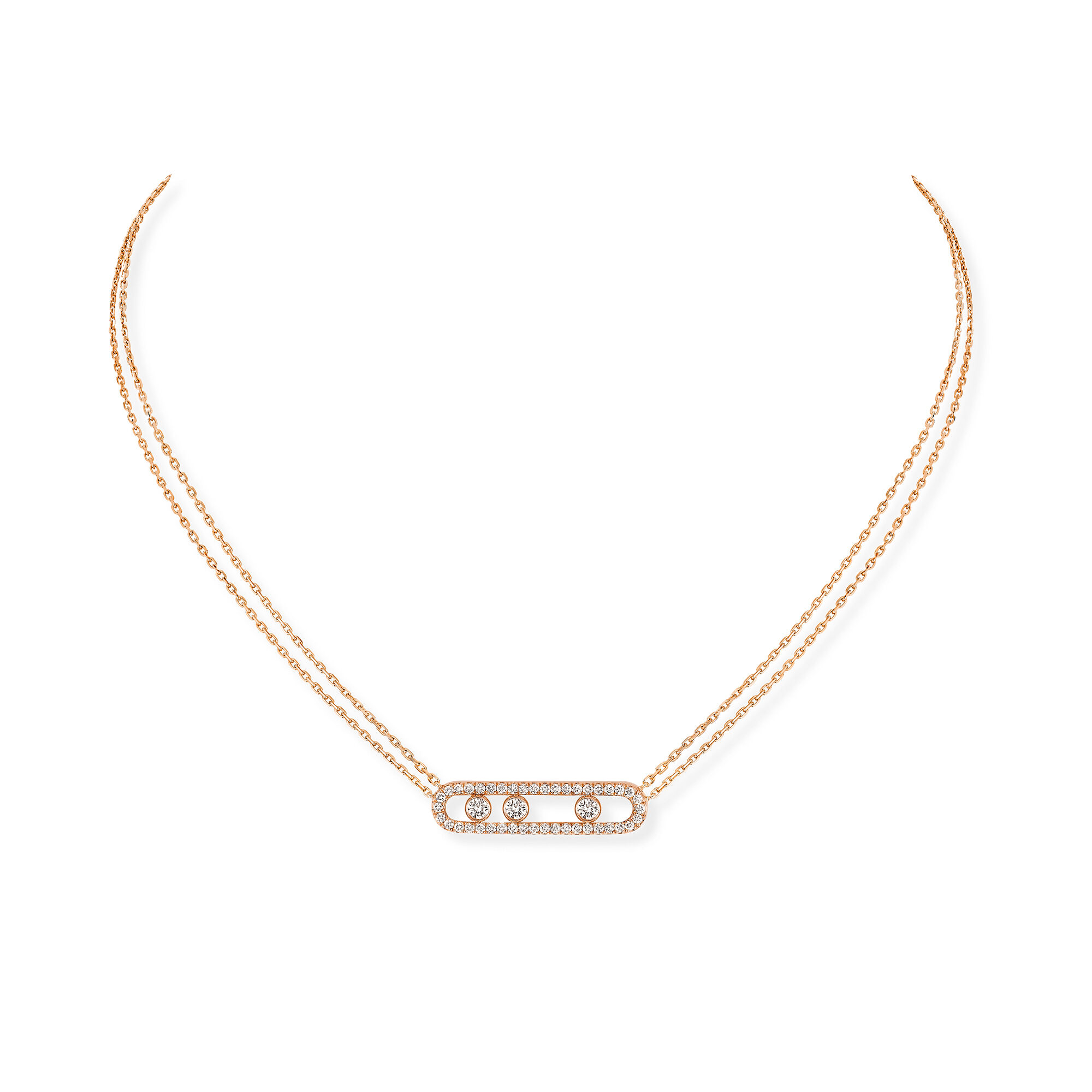Move Classic Rose Gold Diamond Pav Pendant Messika 3994 PG